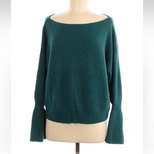 Anthro Bell Sleeve Teal Sweater